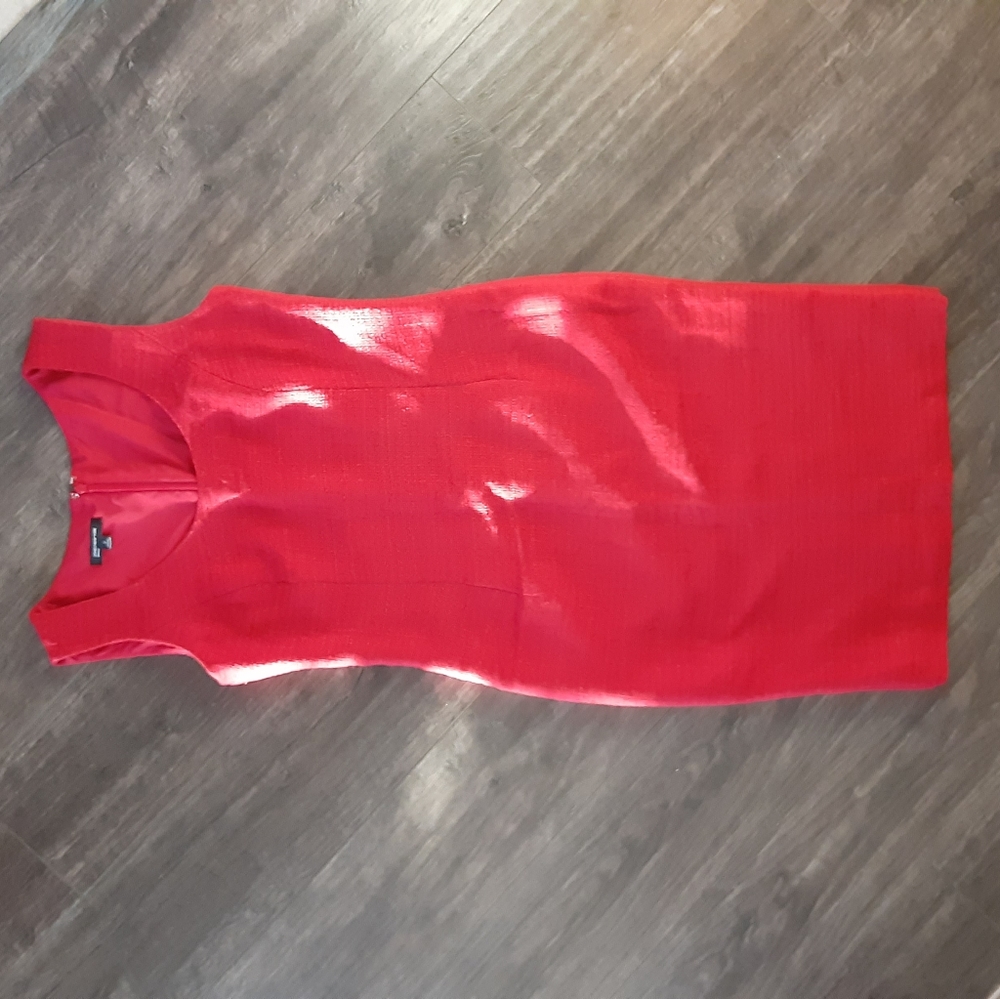 Jones New York Red Tweed Midi Dress